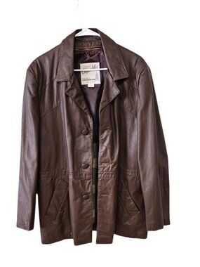 Clipper Mist Brown Genuine Leather Jacket Size 44 Regular Removable Lining